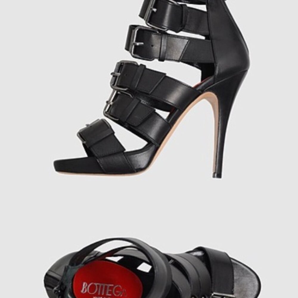 BOTTEGA high heel stilleto platform sandals with buckles, new, Made in Italy - Picture 3 of 7